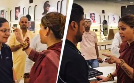 Muslim BJP leader storms Lenskart store amid bindi-hijab row, applies tilak on staff